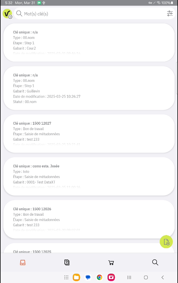 Application mobile Viridem · tableau de bord